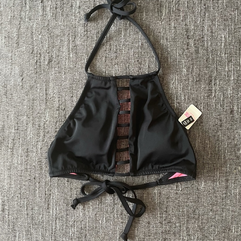 PINK Black bikini top